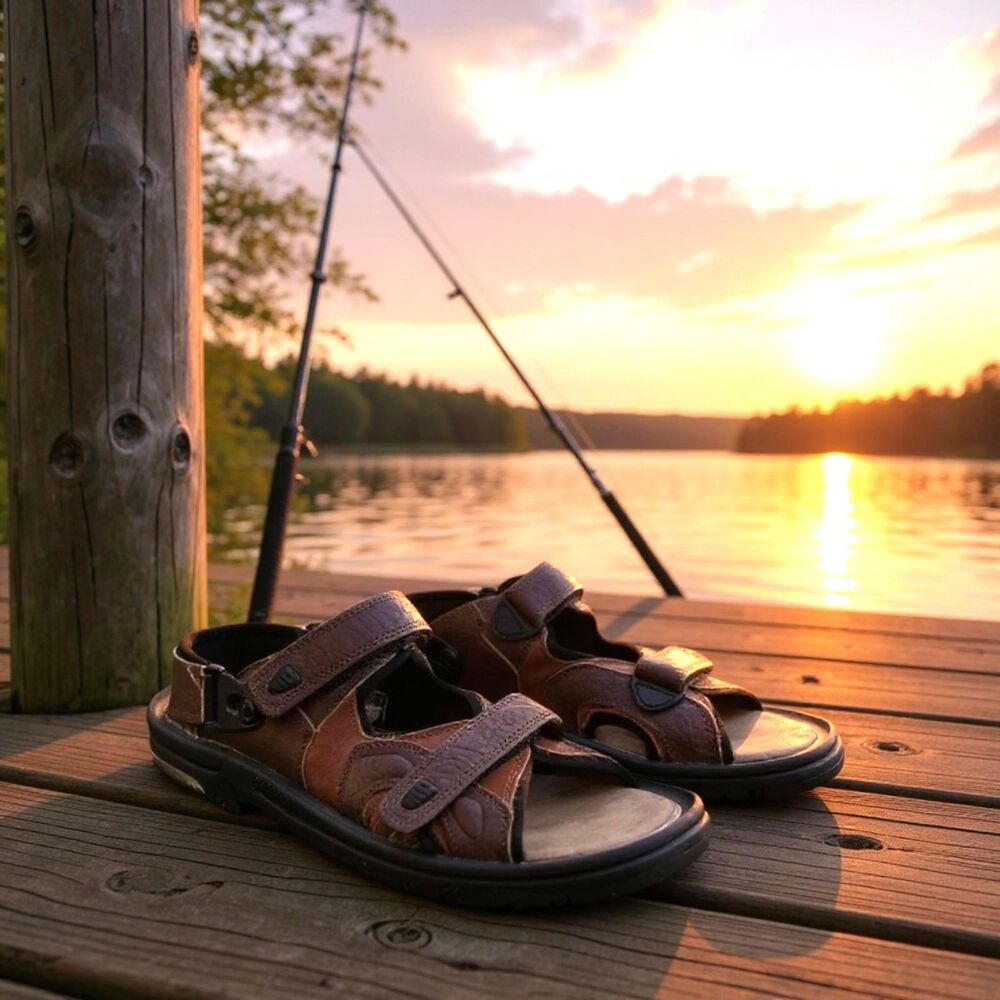 RedHead Men's Brown Leather Sandals w/Hook & Loop Closure - Size 12
